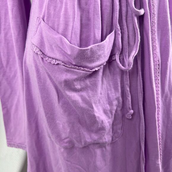 Victoria’s Secret Angels Womens Modal Purple Opent Front Robe Lace Trim Size M/L - Picture 3 of 10